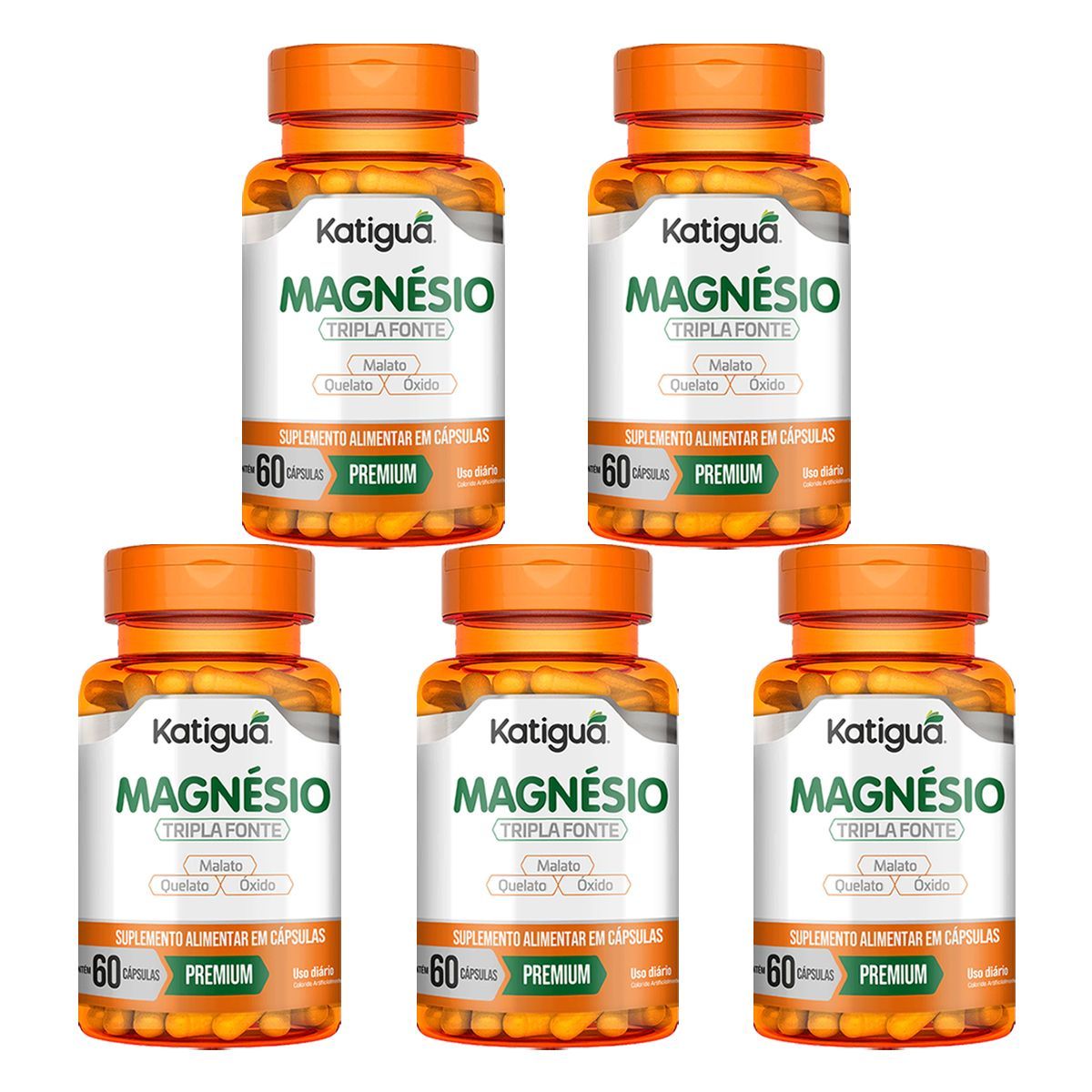 Kit 5X Magn�sio Tripla Fonte - 60 C�psulas - Katigu�