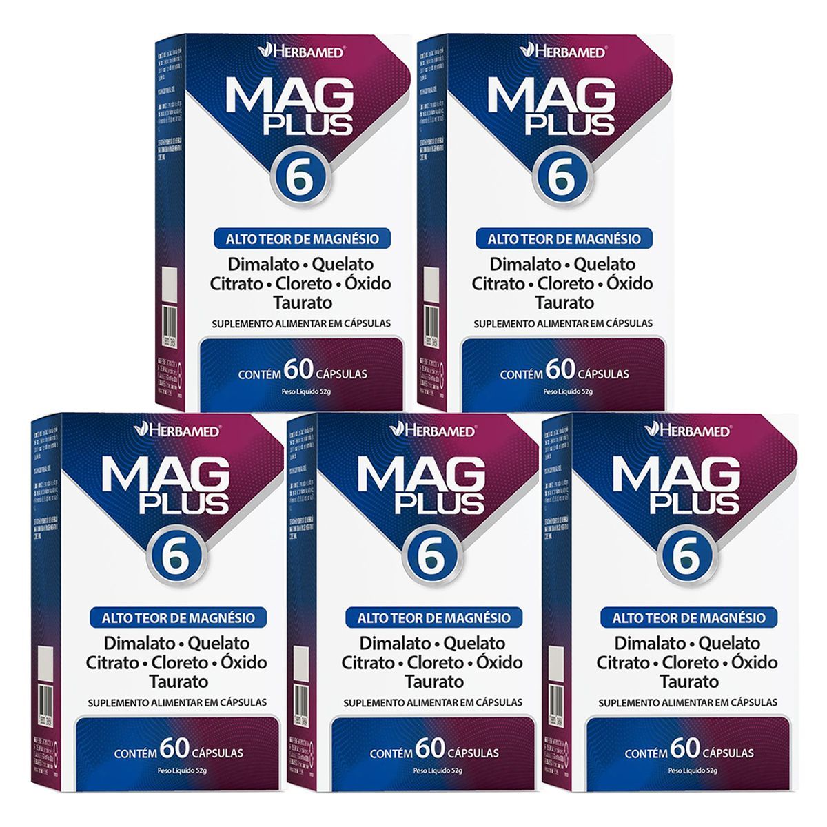 Kit 5X MagPlus 6 - 60 C�psulas - Herbamed