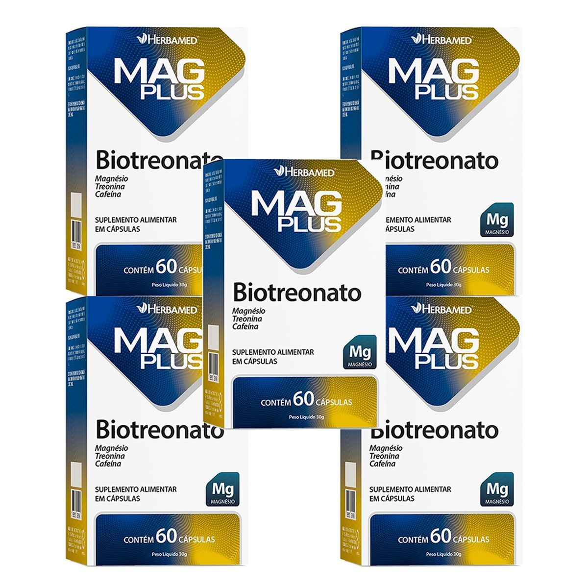 Kit 5X MagPlus Biotreonato - 60 C�psulas - Herbamed