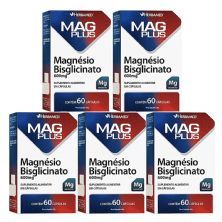 Kit 5X MagPlus Magn�sio Bisglicinato - 60 C�psulas - Herbamed