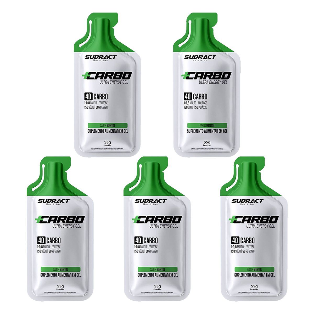Kit 5X Mais Carbo Gel - 1 Sach� 55g Mentol - Sudract