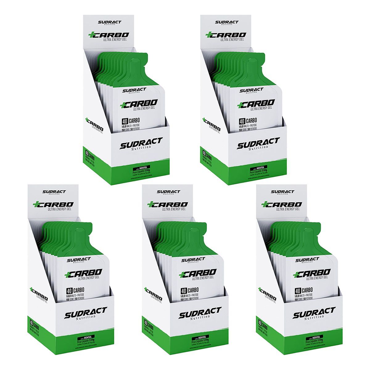 Kit 5X Mais Carbo Gel - 10 Sach�s 55g Mentol - Sudract