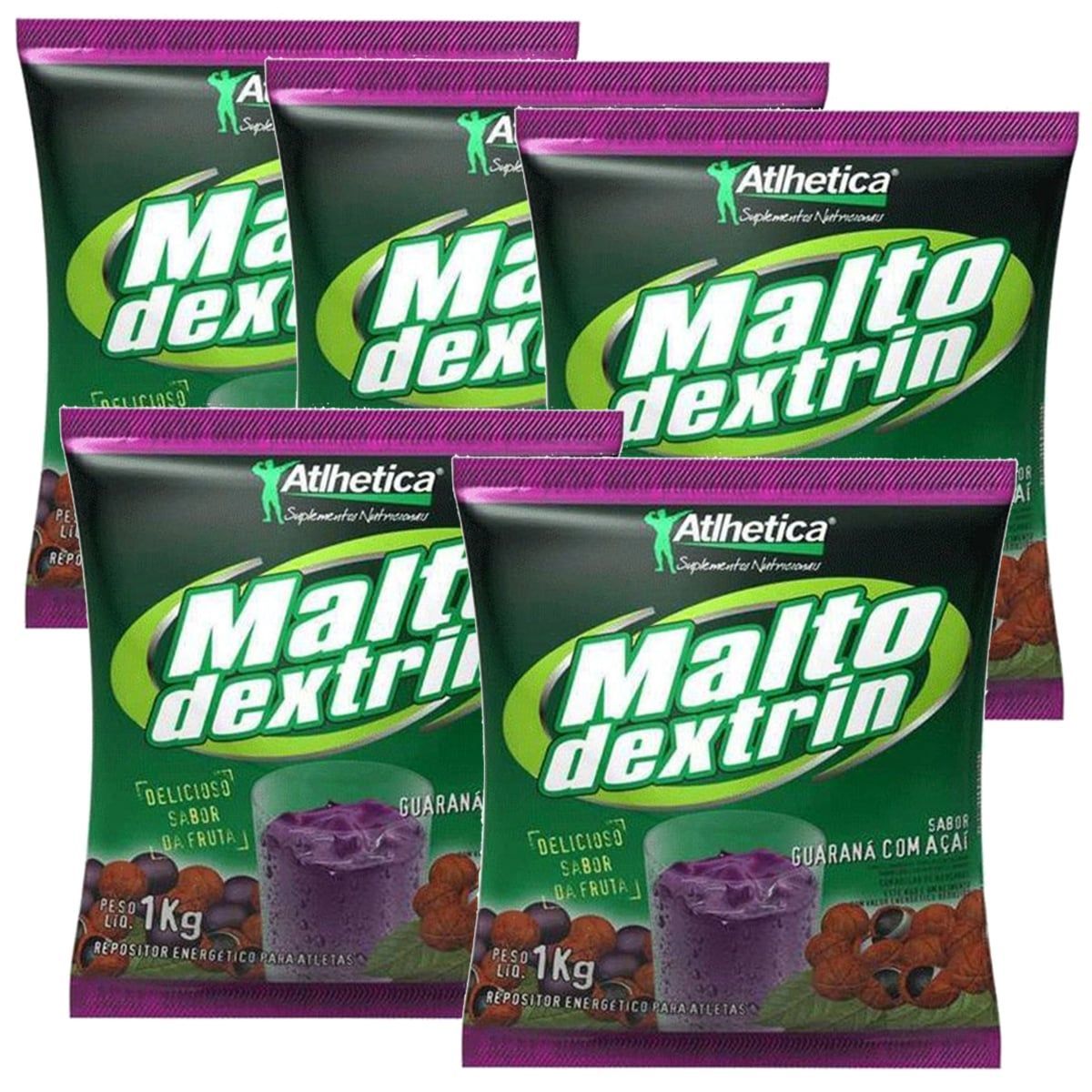 Kit 5X Maltodextrin - 1000g Guaran� c/ A�a� - Atlhetica Nutrition