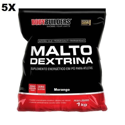 Kit 5X Maltodextrina - 1000g Morango - BodyBuilders