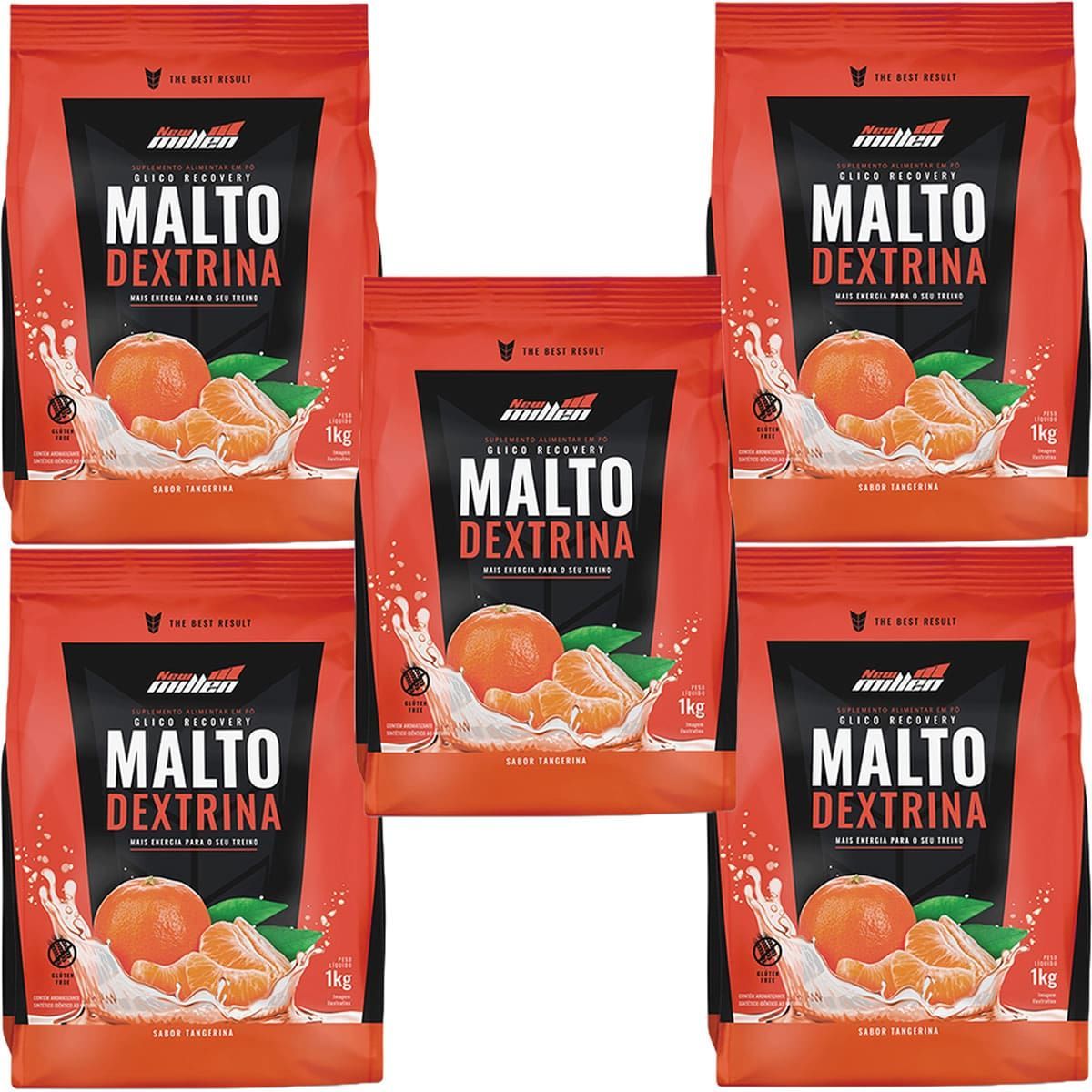 Kit 5X Maltodextrina - 1000g Refil Tangerina - New Millen
