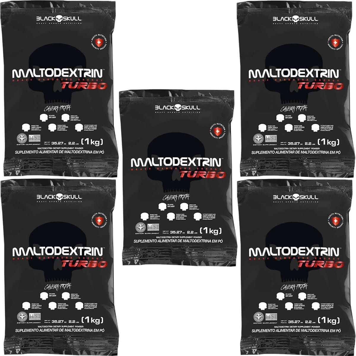 Kit 5X Maltodextrina Turbo - 1000g Refil Laranja - BlackSkull