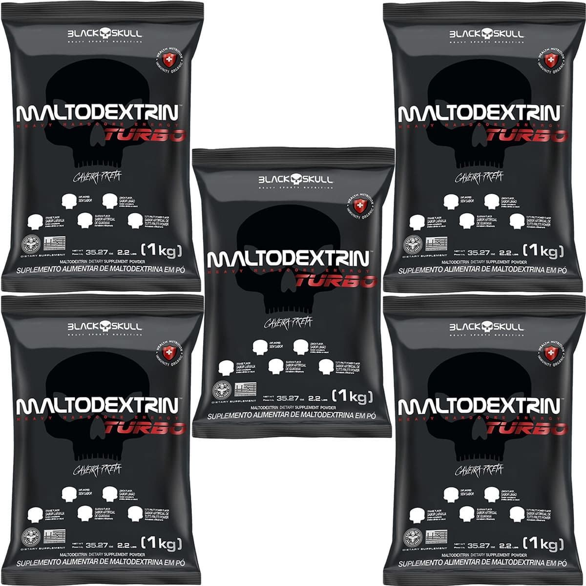 Kit 5X Maltodextrina Turbo - 1000g Refil Lim�o - BlackSkull