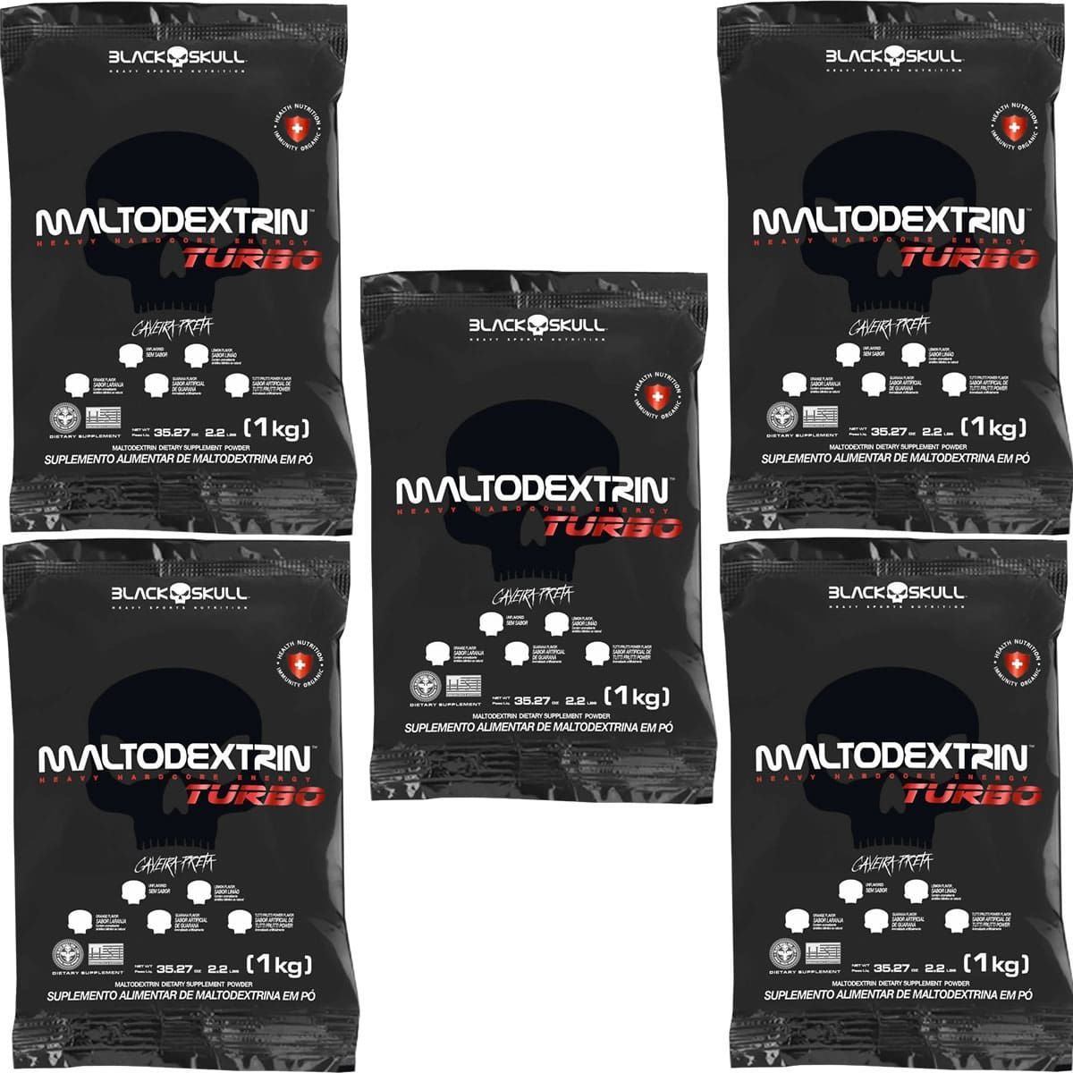 Kit 5X Maltodextrina Turbo - 1000g Refil Tutti Frutti - BlackSkull