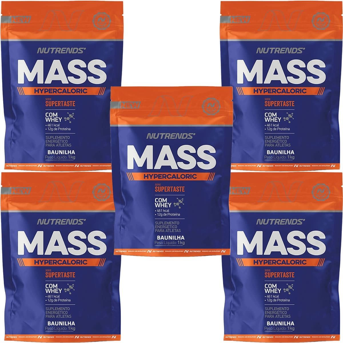 Kit 5X Mass Hypercaloric - 1000g Refil Baunilha - Nutrends