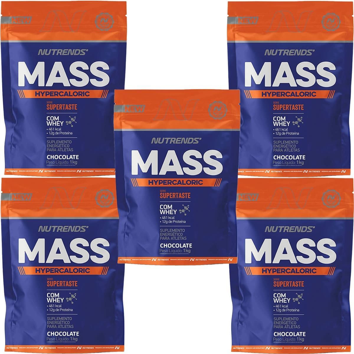 Kit 5X Mass Hypercaloric - 1000g Refil Chocolate - Nutrends