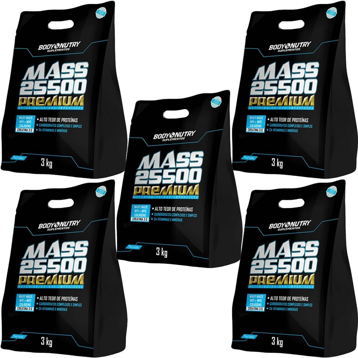 Kit 5X Mass Premium 25500 - 3.000g Creme de Baunilha - Body Nutry