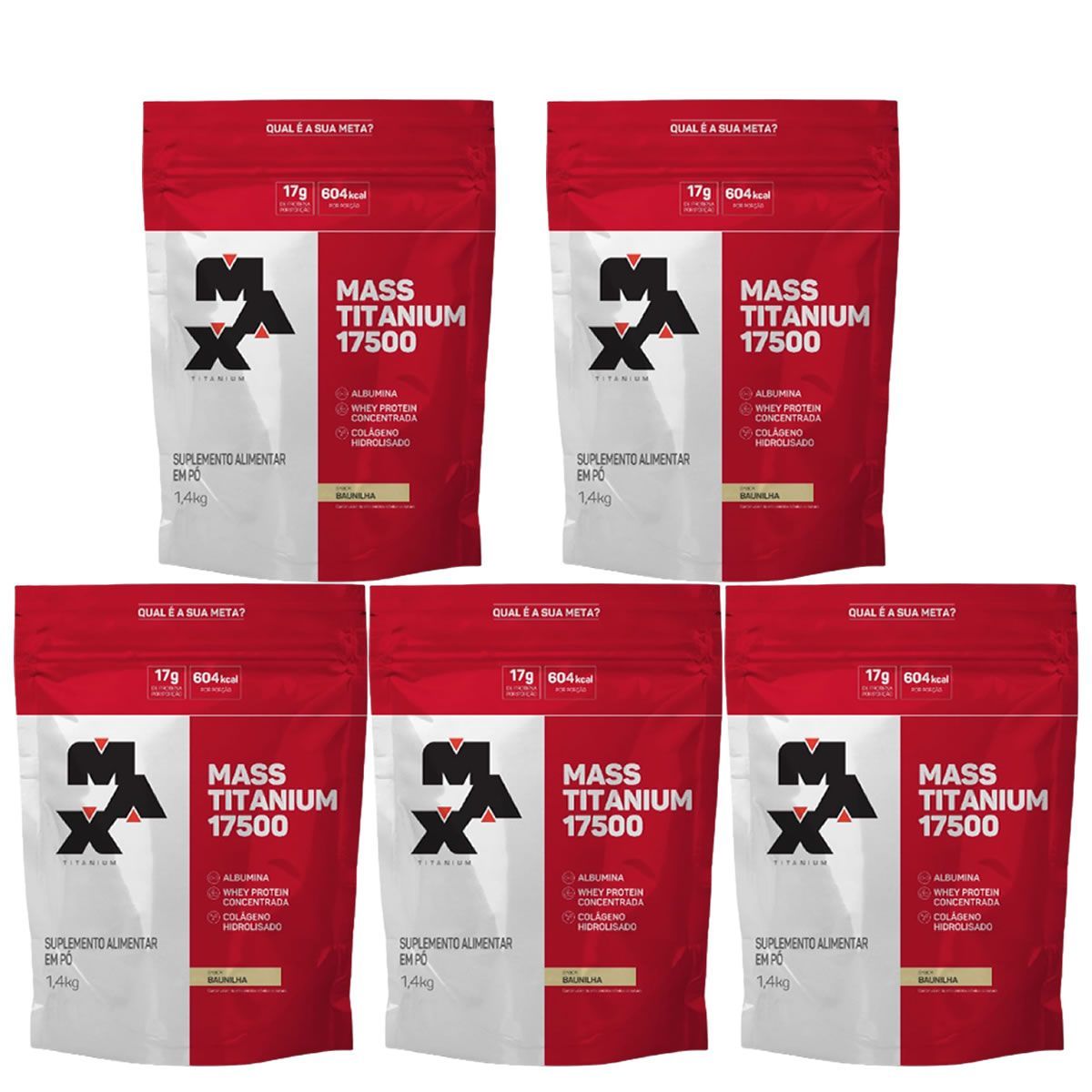 Kit 5X Mass Titanium 17500 - 1400g Refil Baunilha - Max Titanium