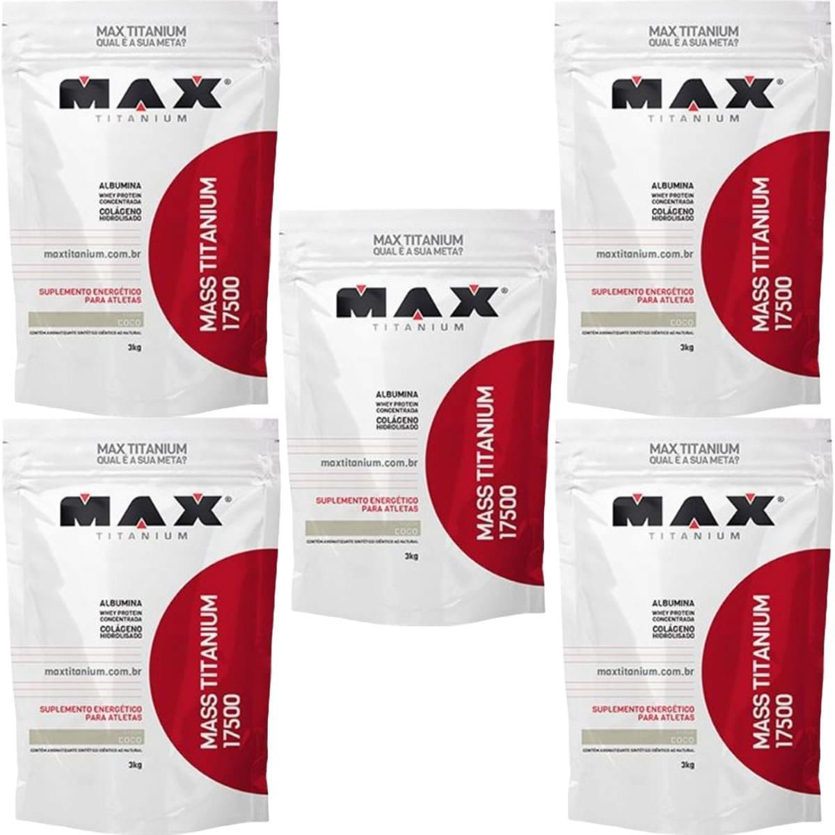 Kit 5X Mass Titanium 17500 - 3000g Refil Coco - Max Titanium