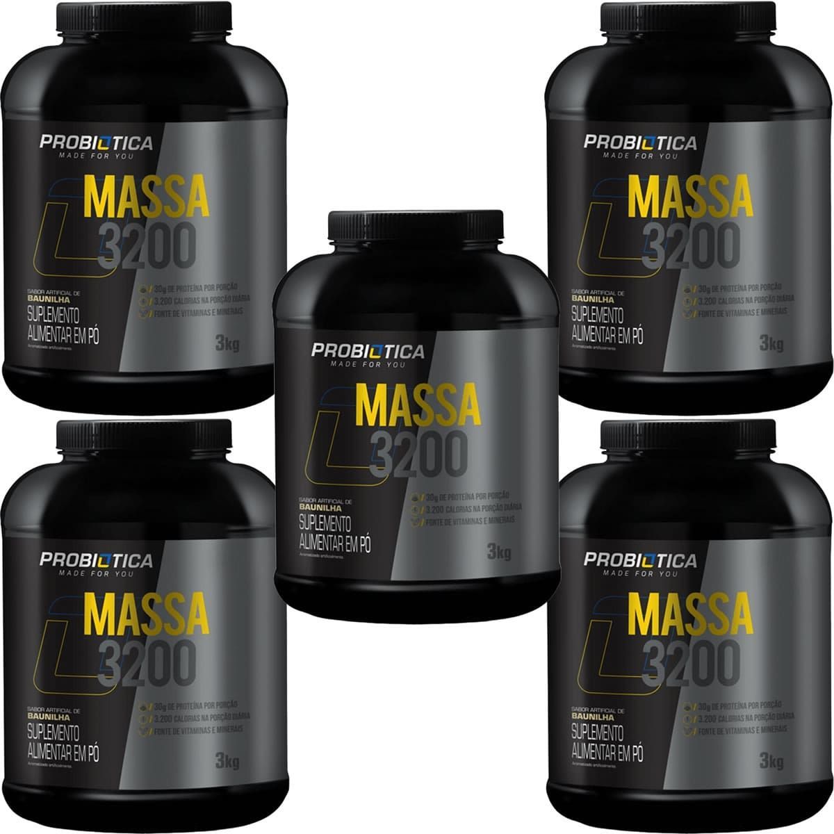 Kit 5X Massa 3200 - 3000g Baunilha - Probi�tica