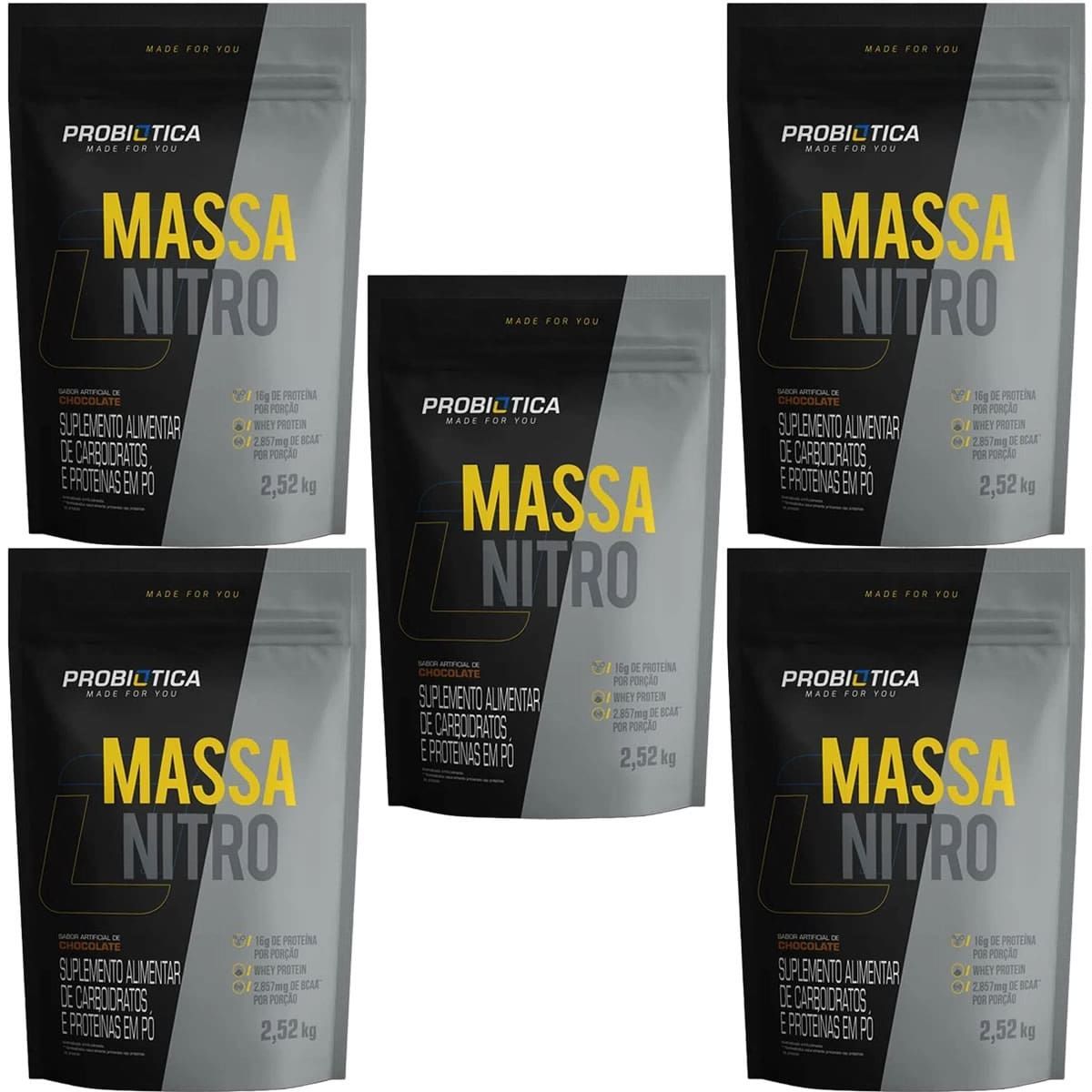 Kit 5X Massa Nitro - Refil 2.520g - Chocolate - Probi�tica