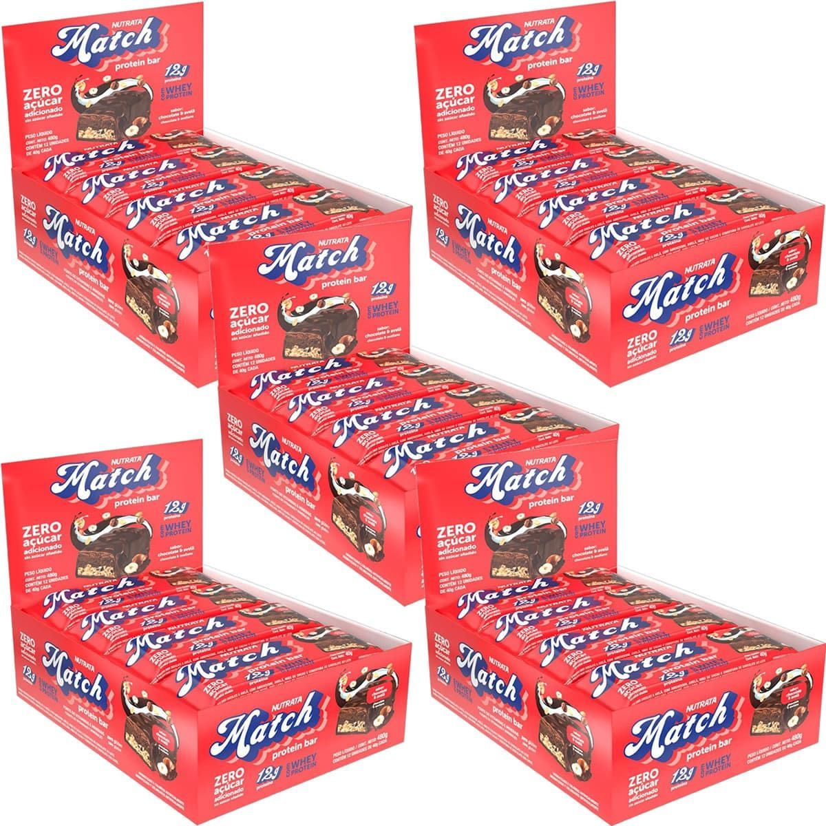Kit 5X Match Protein Bar - 12 Unidades 40g Chocolate e Avel� - Nutrata