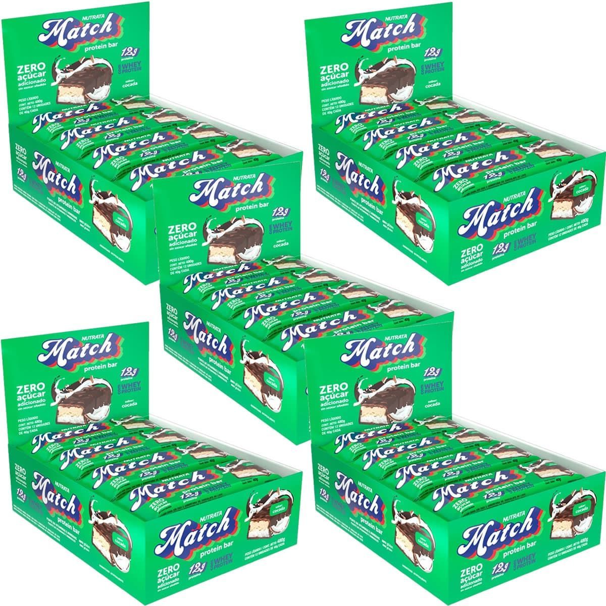 Kit 5X Match Protein Bar - 12 Unidades 40g Cocada - Nutrata