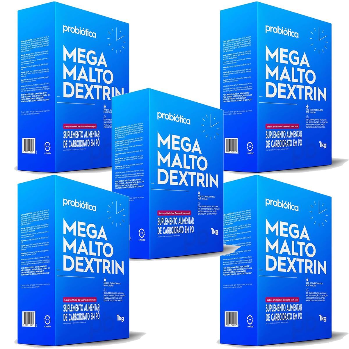 Kit 5X Mega Maltodextrin - 1 Kg Guaran� com A�a� - Probi�tica