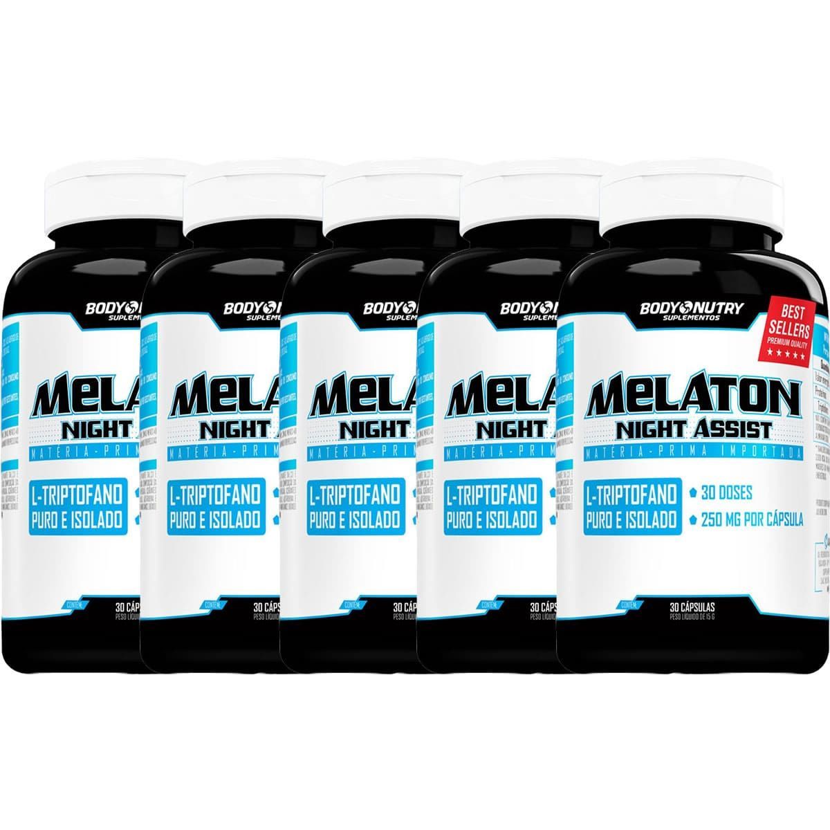 Kit 5X Melaton Night Assist - 30 C�psulas - Body Nutry