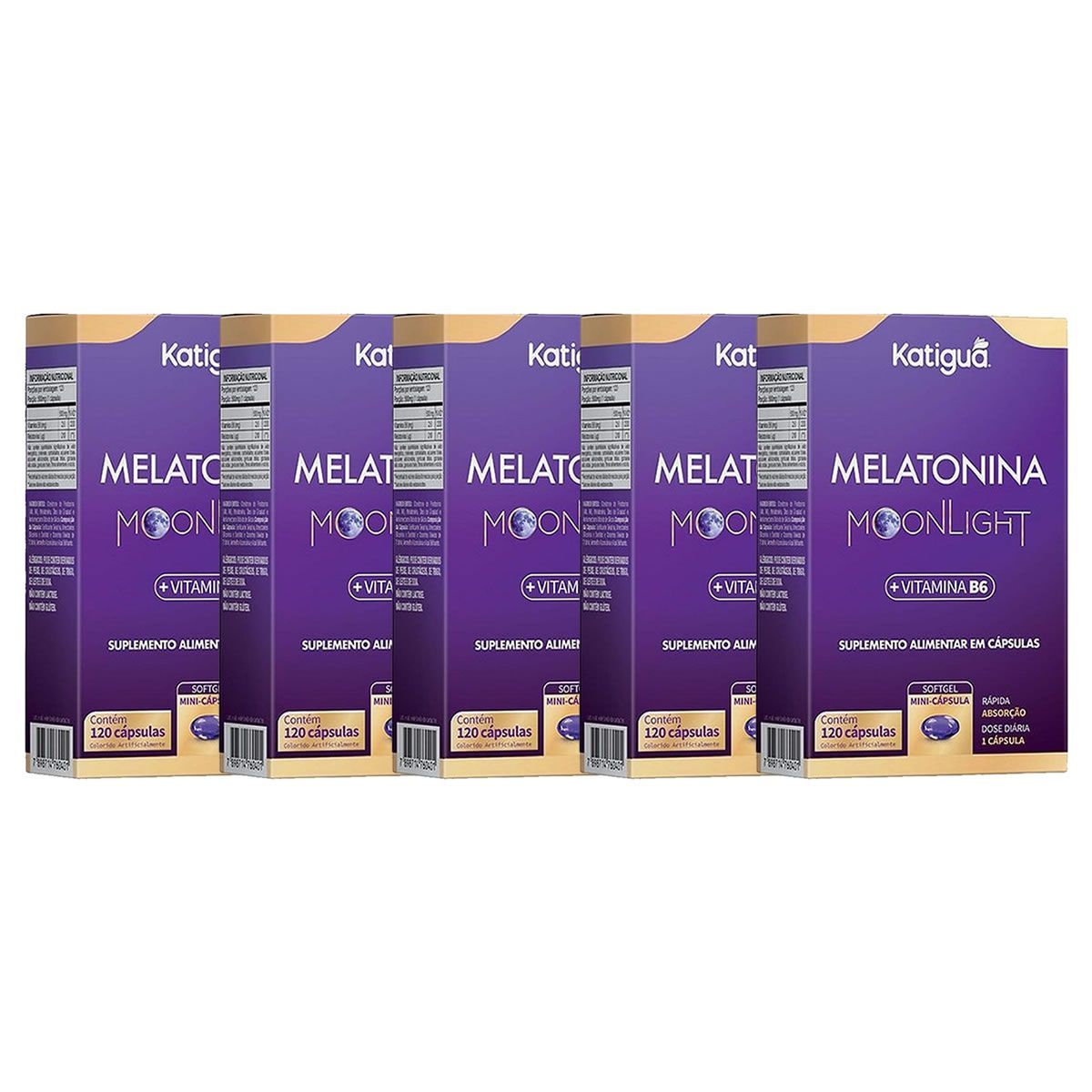 Kit 5X Melatonina 210mcg - 120 C�psulas - Katigu�