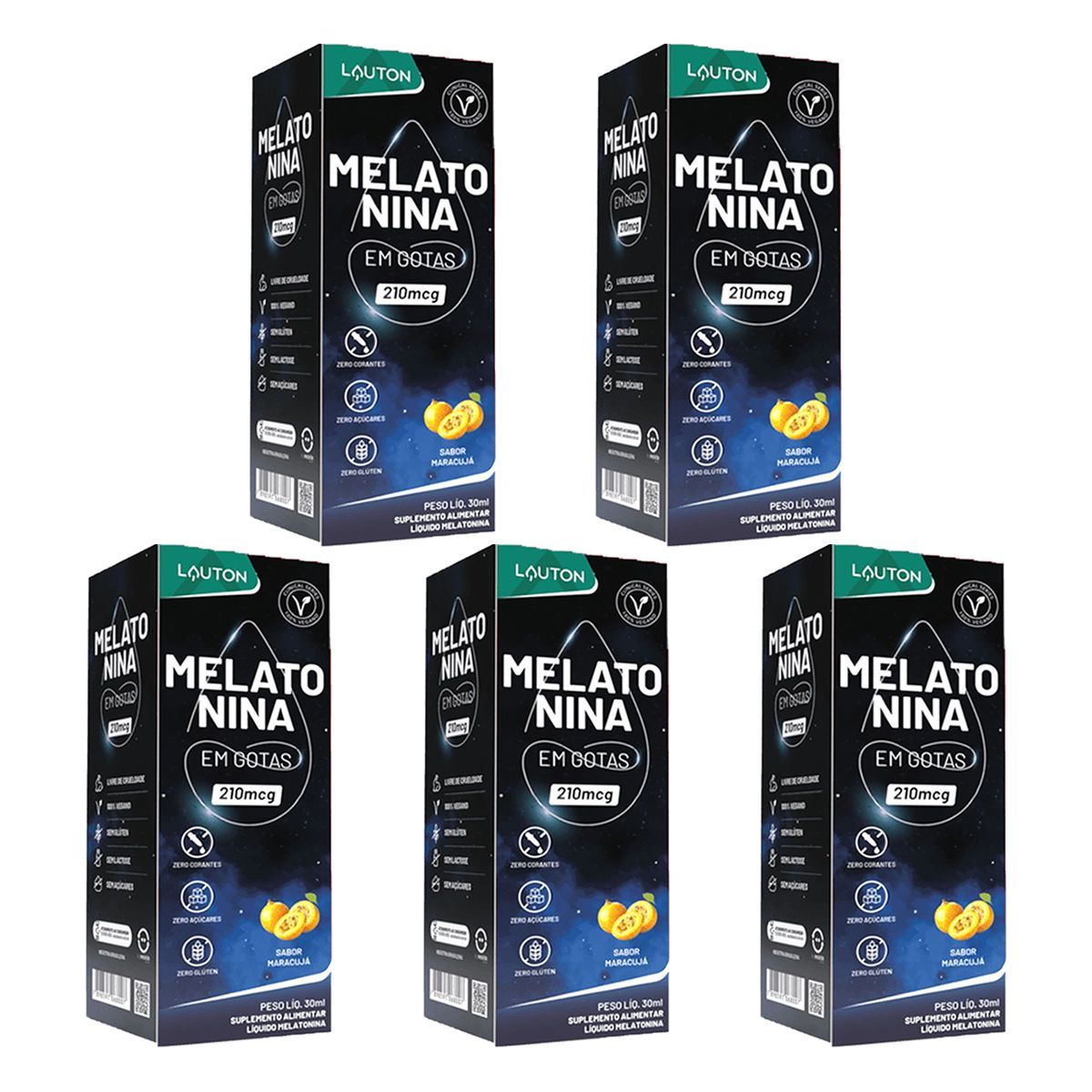 Kit 5X Melatonina -  210mcg 30ml Maracuj� - Lauton