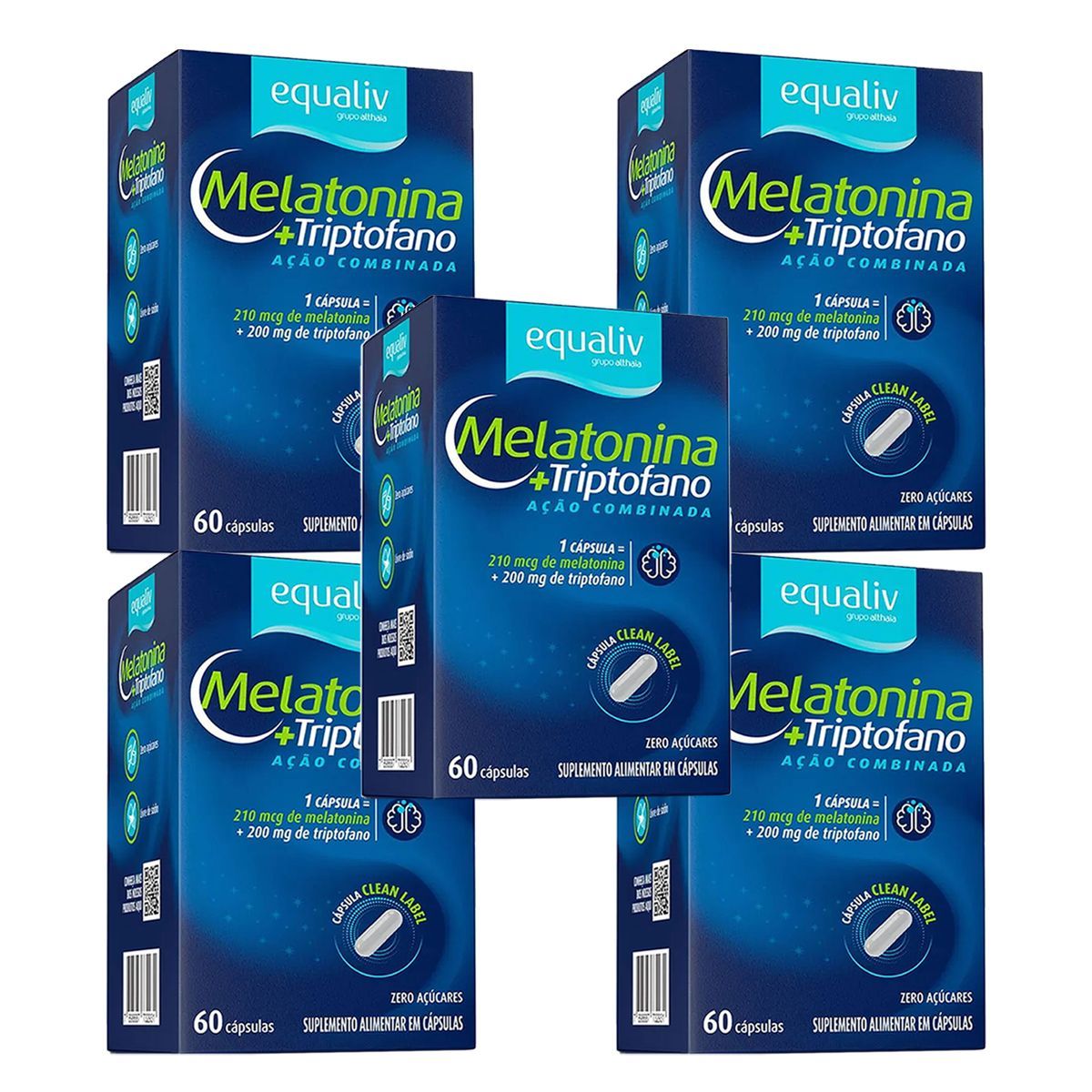 Kit 5X Melatonina e Triptofano - 60 C�psulas - Equaliv