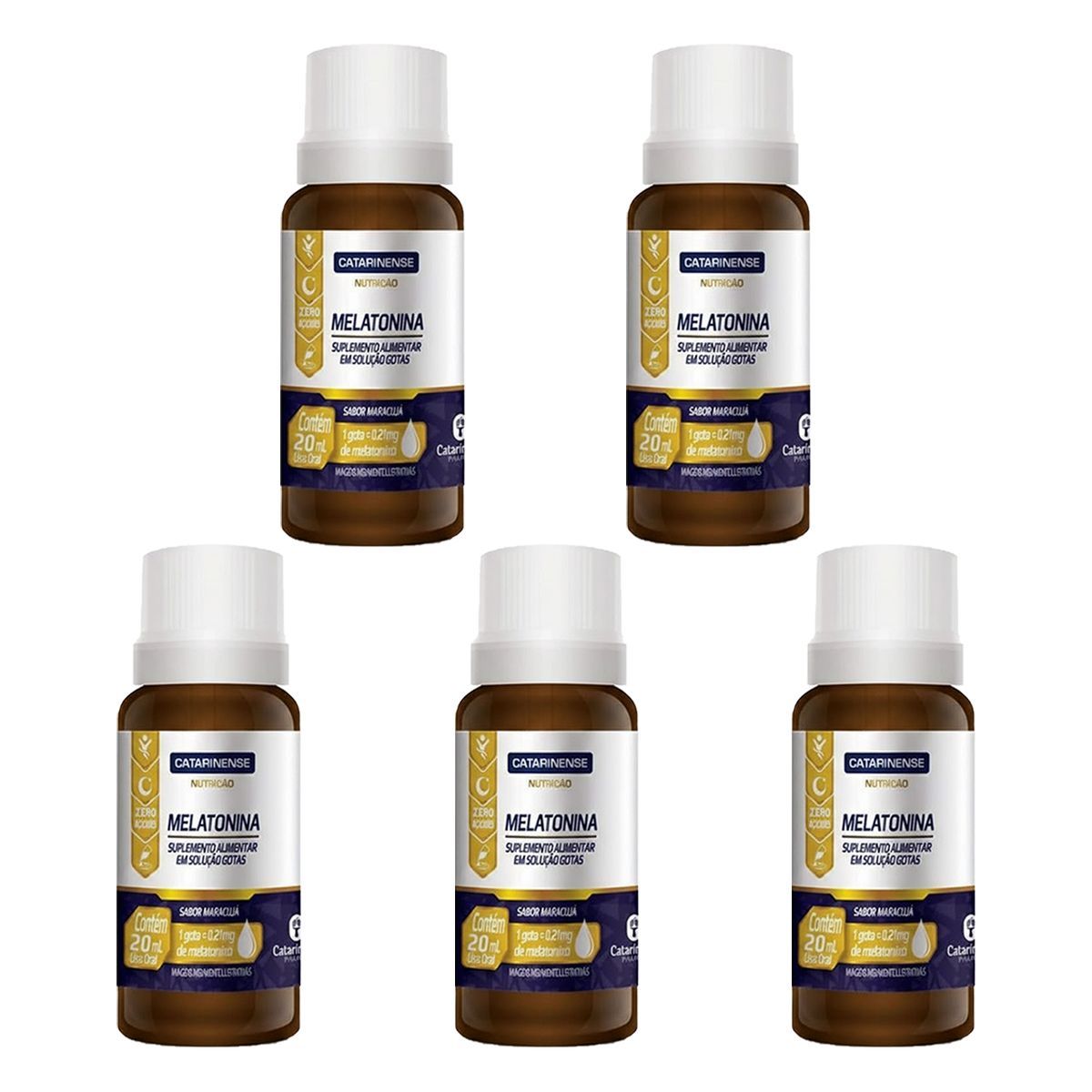 Kit 5X Melatonina em Gotas - 20ml Maracuj� - Catarinense Nutri��o