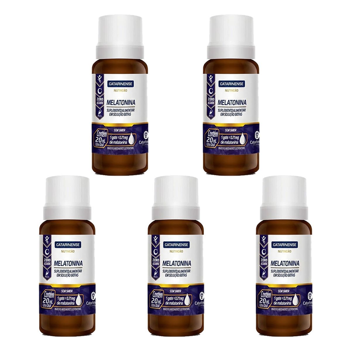 Kit 5X Melatonina em Gotas - 20ml Sem Sabor - Catarinense Nutri��o