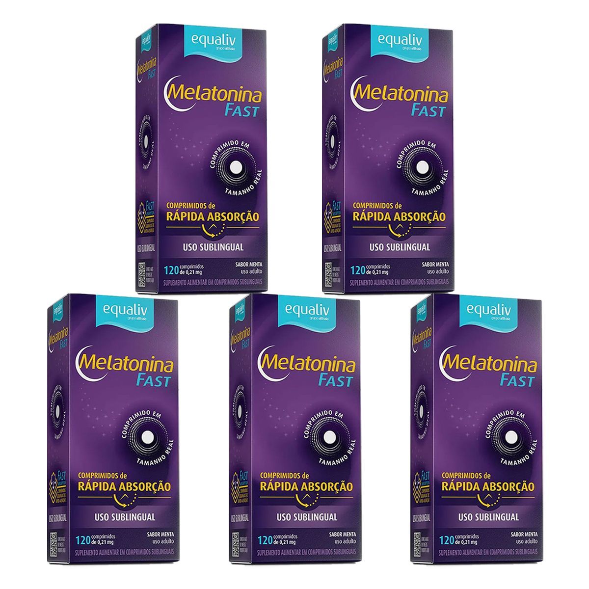 Kit 5X Melatonina Fast -  120 Comprimidos Sublinguais - Equaliv