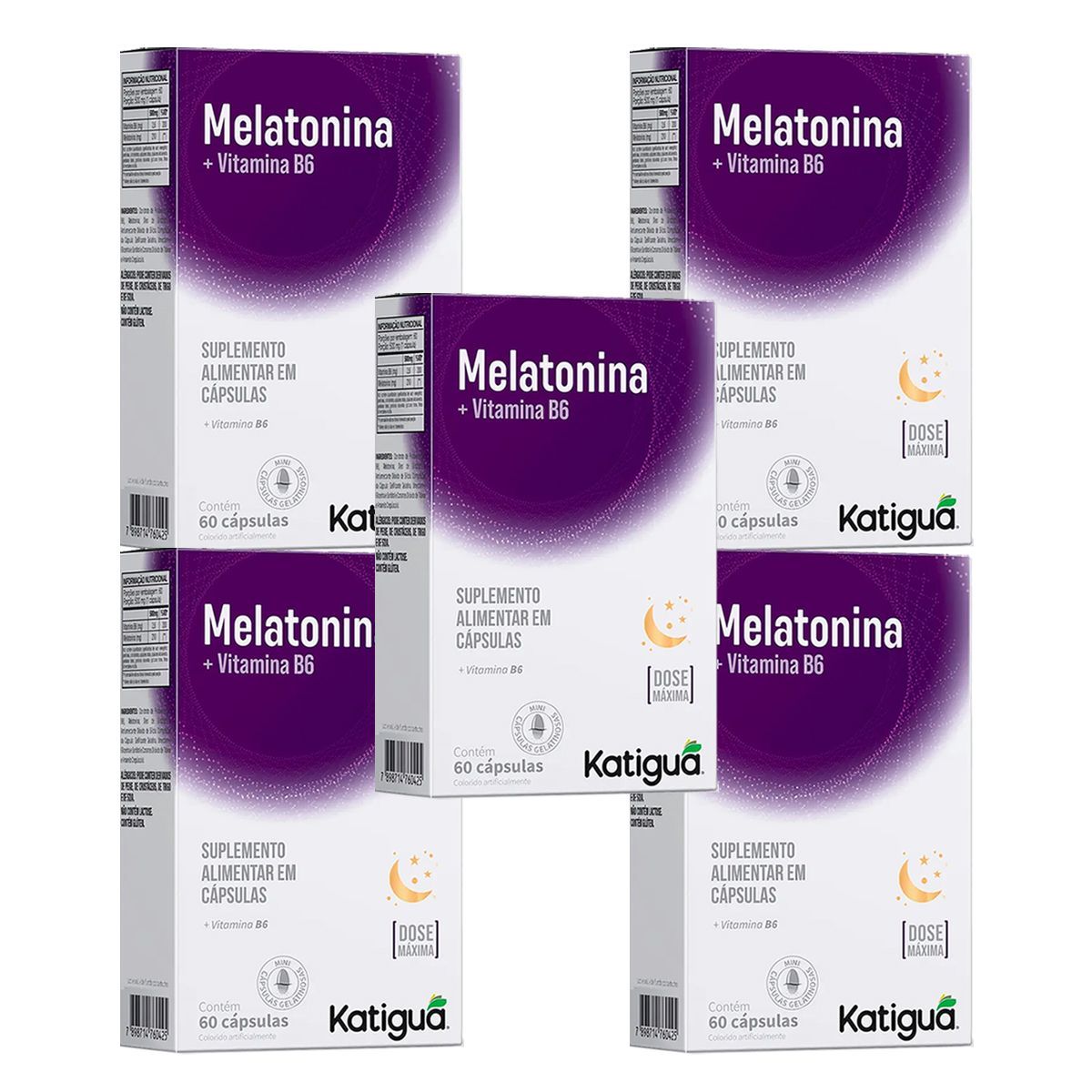 Kit 5X Melatonina Moonlight - 60 C�psulas - Katigu�
