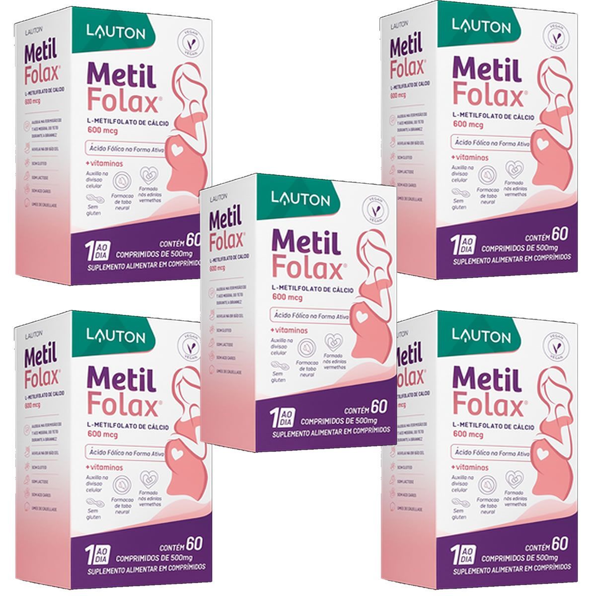Kit 5X Metil Folax - 60 Comprimidos - Lauton Nutrition