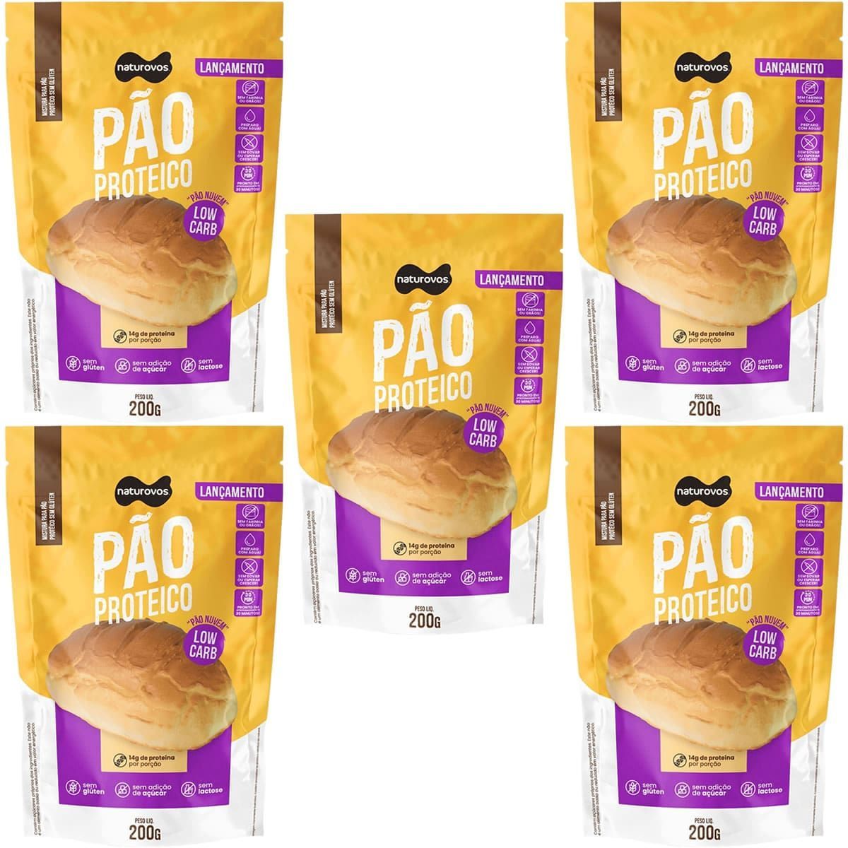 Kit 5X Mistura P�o Proteico Low Carb - 200g - Naturovos