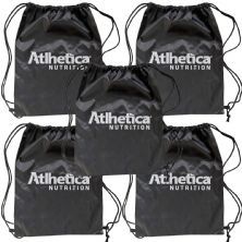 Kit 5X Mochila Saco Nylon - Preta com Branco - Atlhetica Nutrition