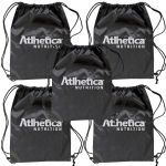 Kit 5X Mochila Saco Nylon - Preta com Branco - Atlhetica Nutrition