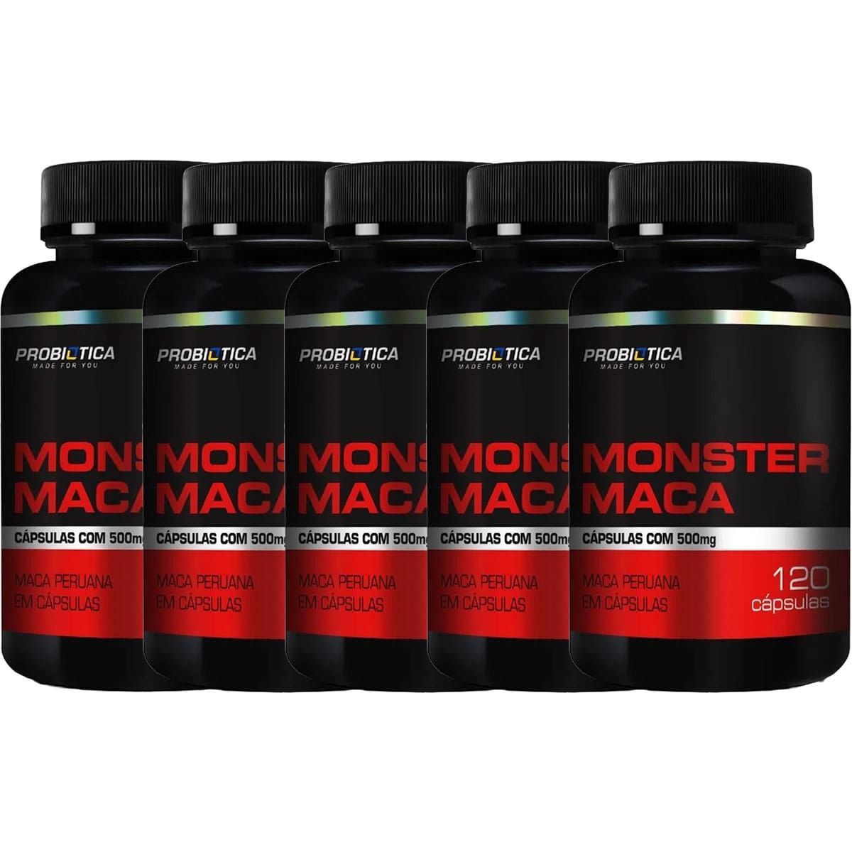 Kit 5X Monster Maca Peruana - 120 C�psulas - Probiotica