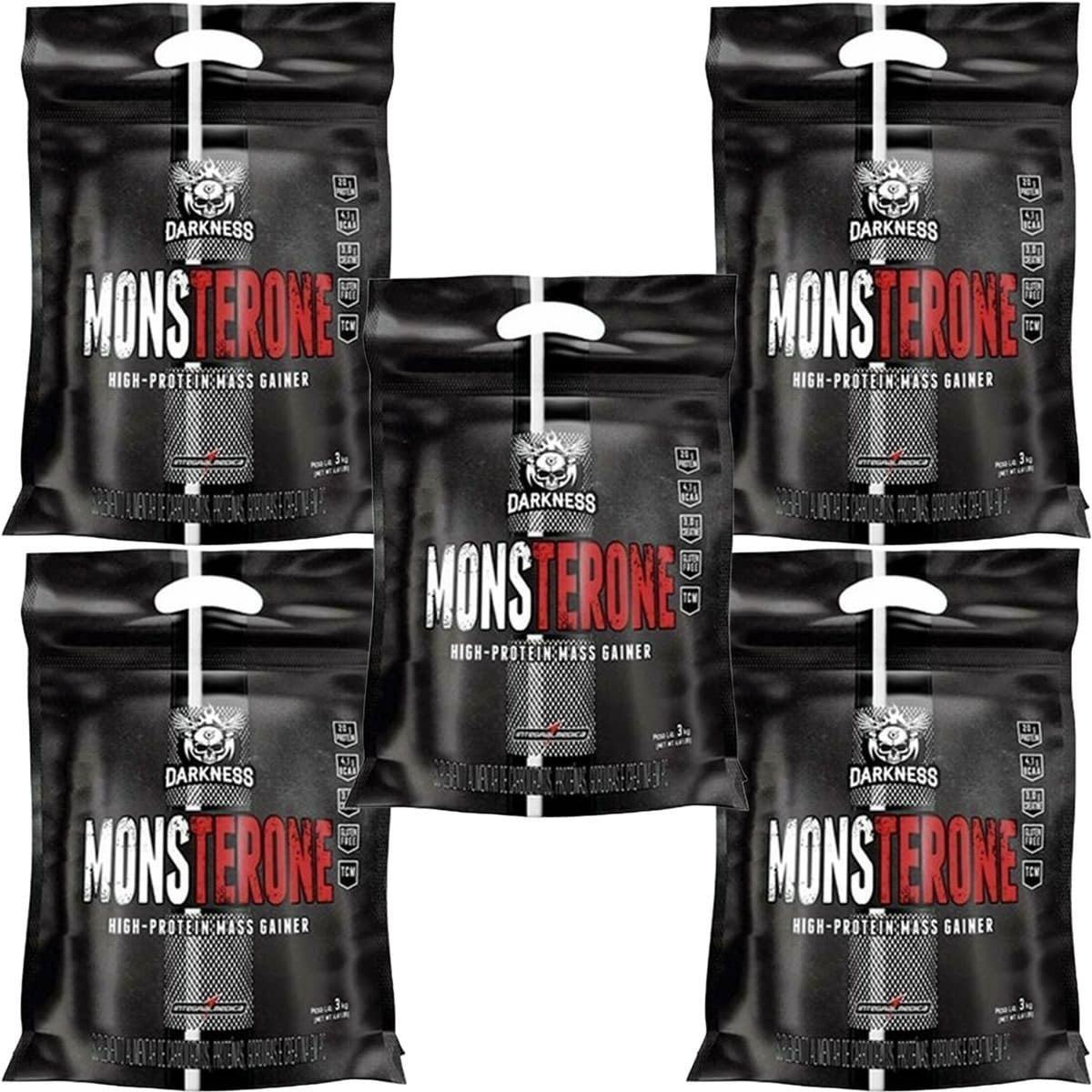 Kit 5X Monsterone Darkness - 3000g Refil Morango - IntegralM�dica