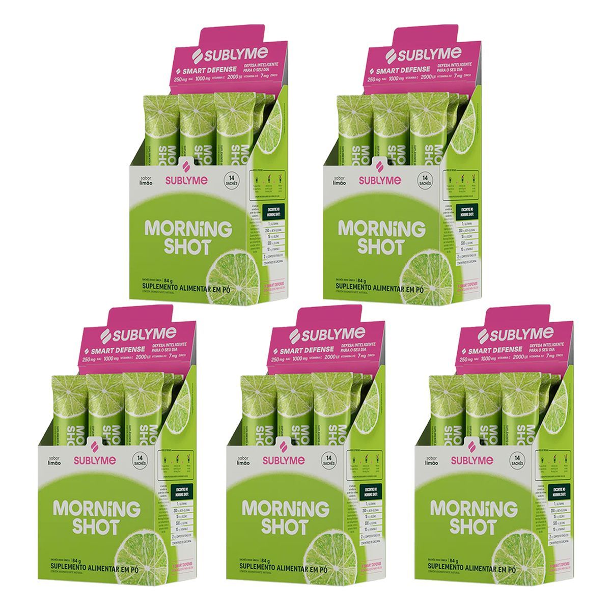 Kit 5X Morning Shot - 14 Sach�s 6g Lim�o - Sublyme