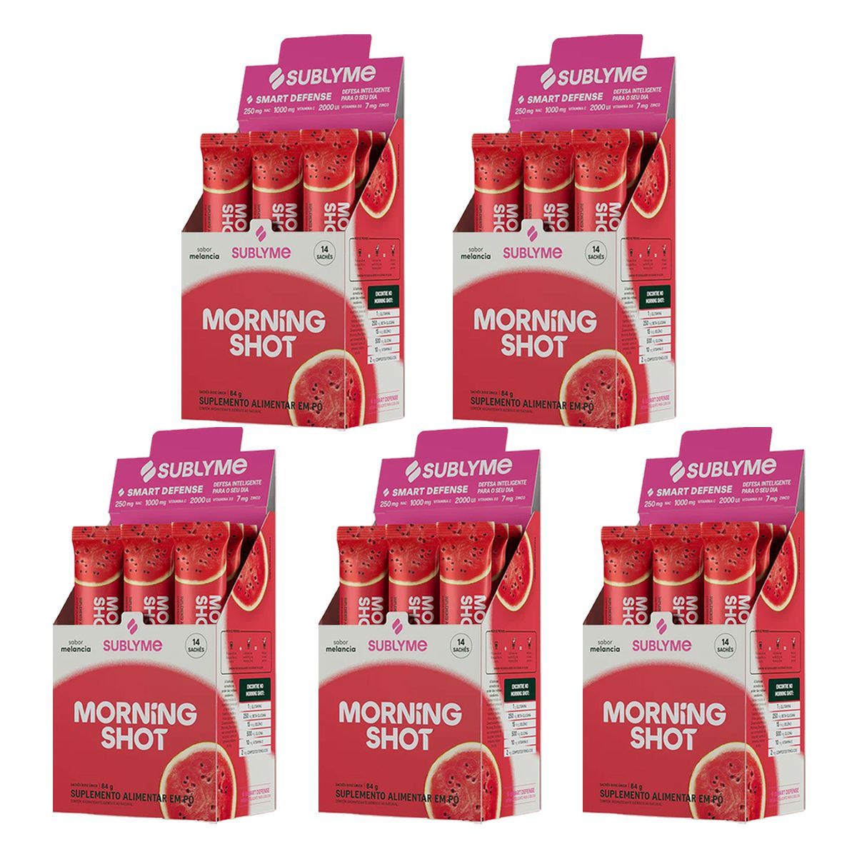 Kit 5X Morning Shot - 14 Sach�s 6g Melancia - Sublyme
