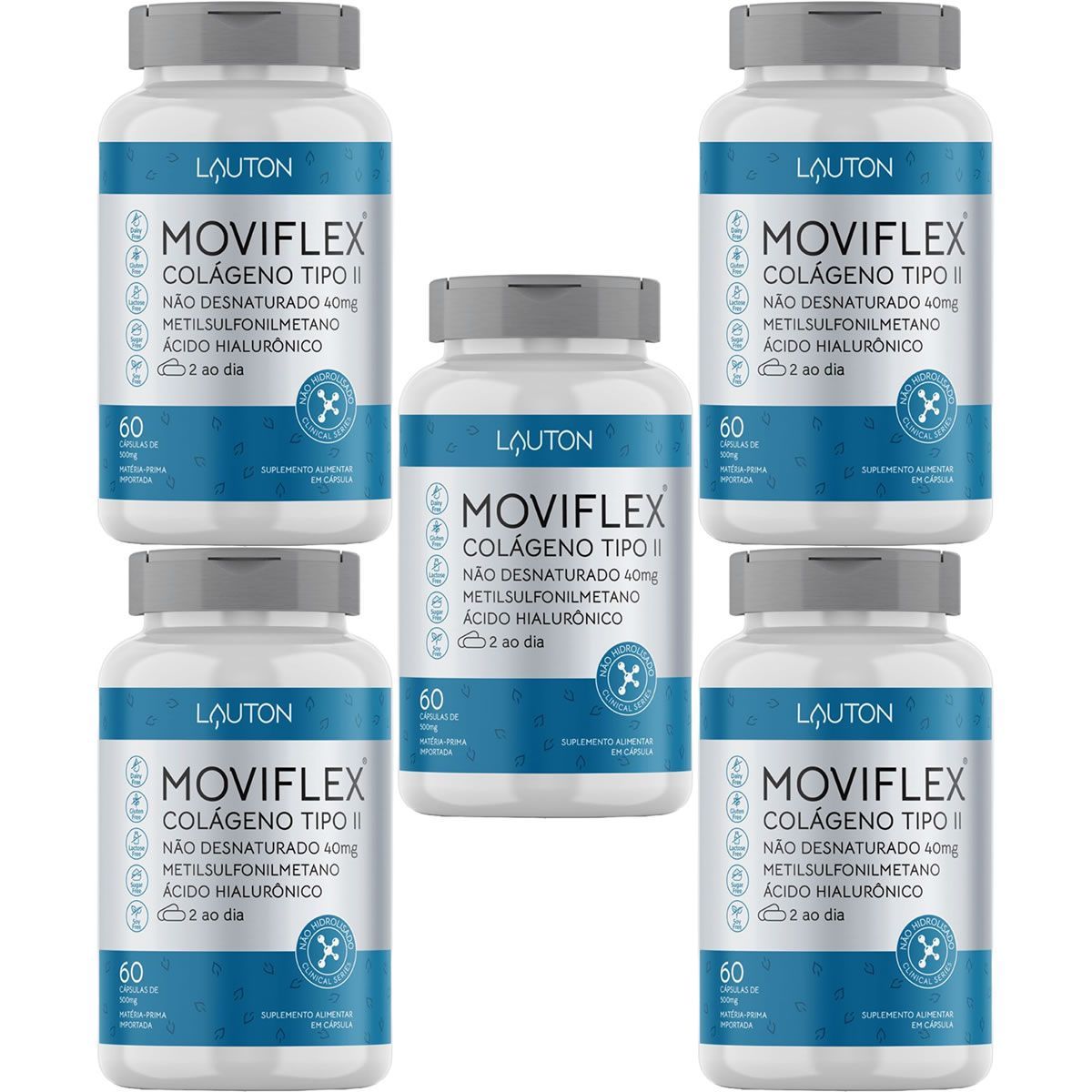 Kit 5X Moviflex Col�geno Tipo II- 60 C�psulas - Lauton Nutrition