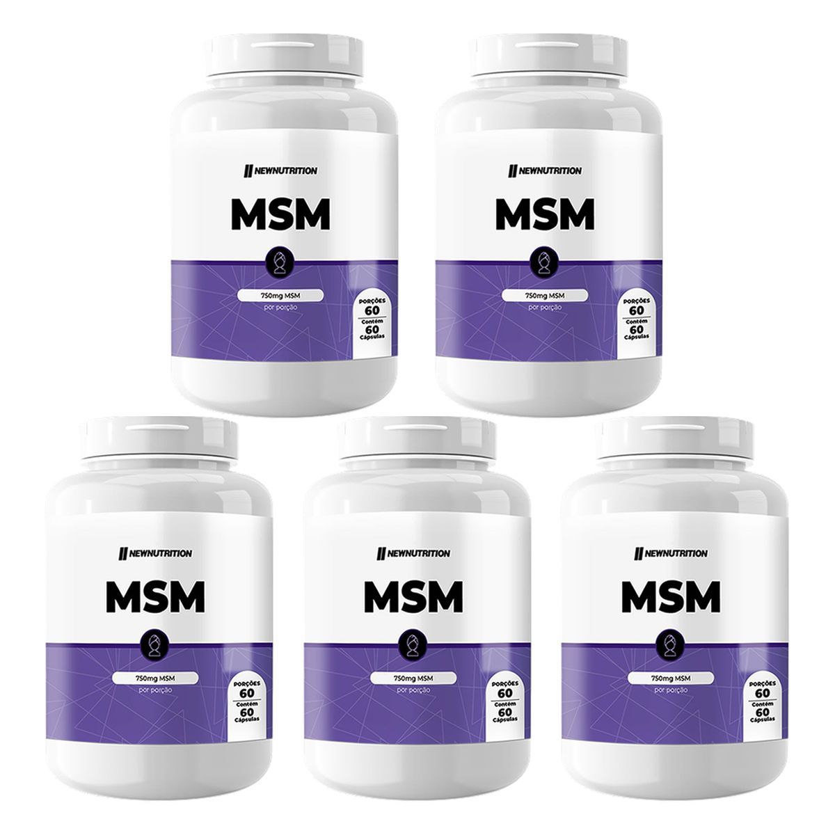 Kit 5X Msm - 750mg 60 C�psulas - NewNutrition