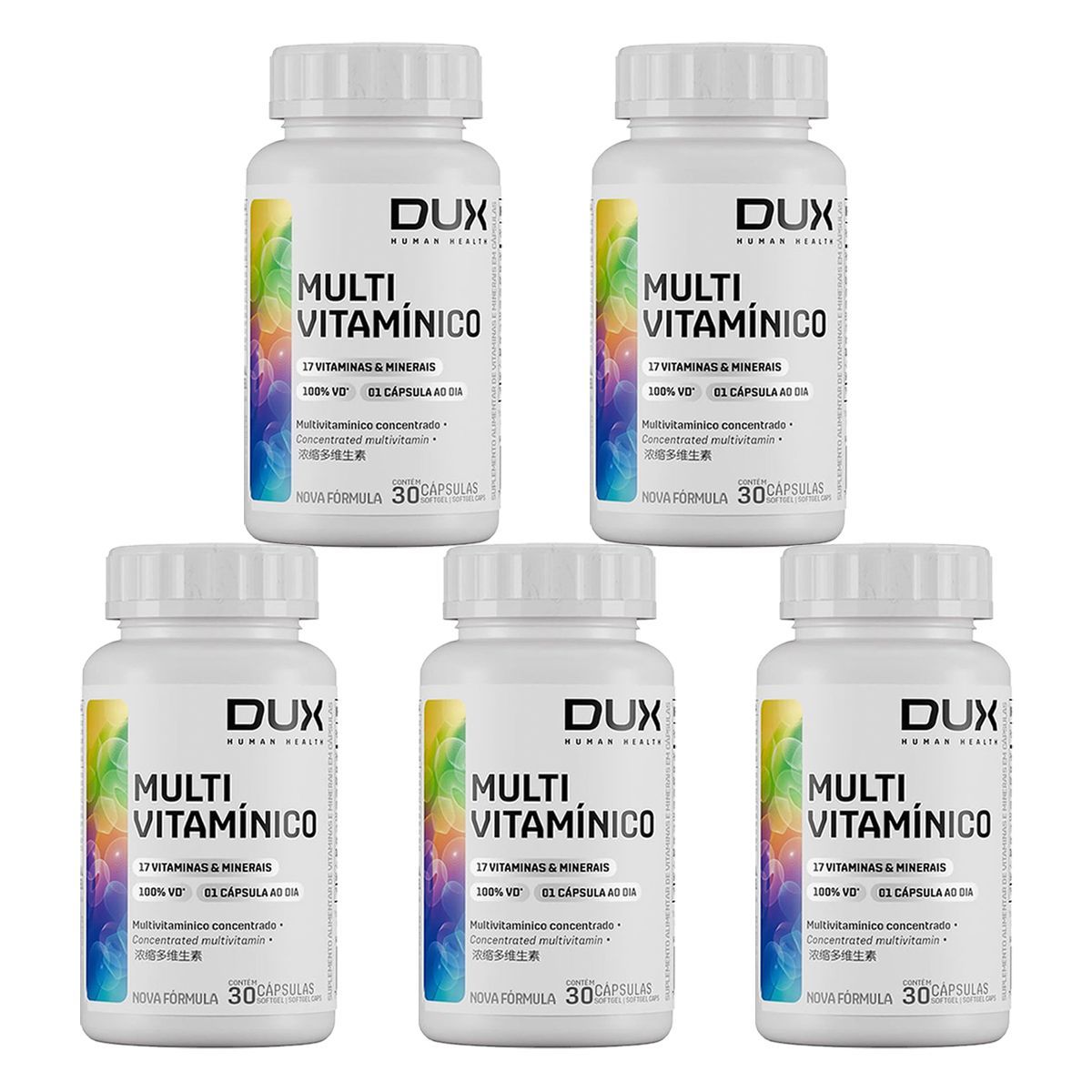 Kit 5X Multivitam�nico Esportivo - 30 C�psulas Softgel - Dux Nutrition