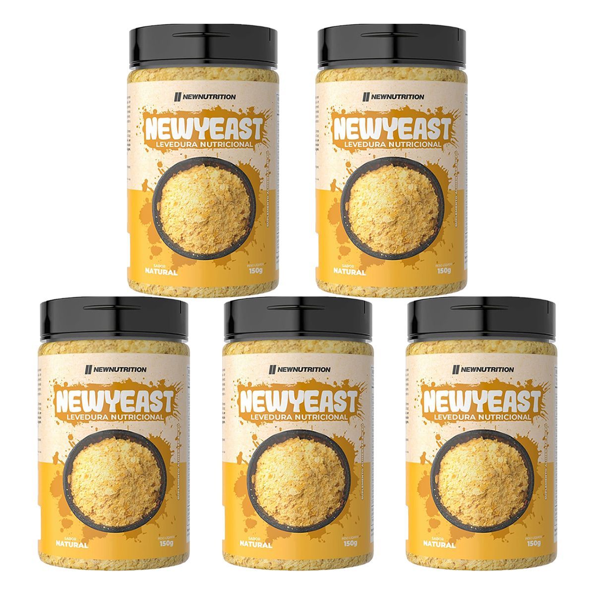 Kit 5X NewYeast Levedura Nutricional - 150g Natural - NewNutrition