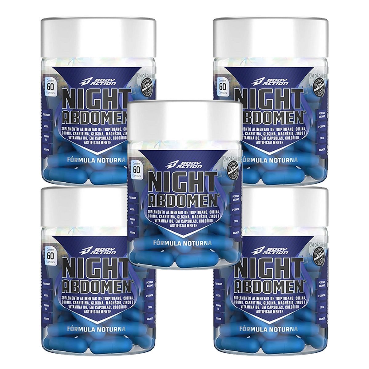 Kit 5X Night Abdomen - 60 C�psulas -  Bodyaction