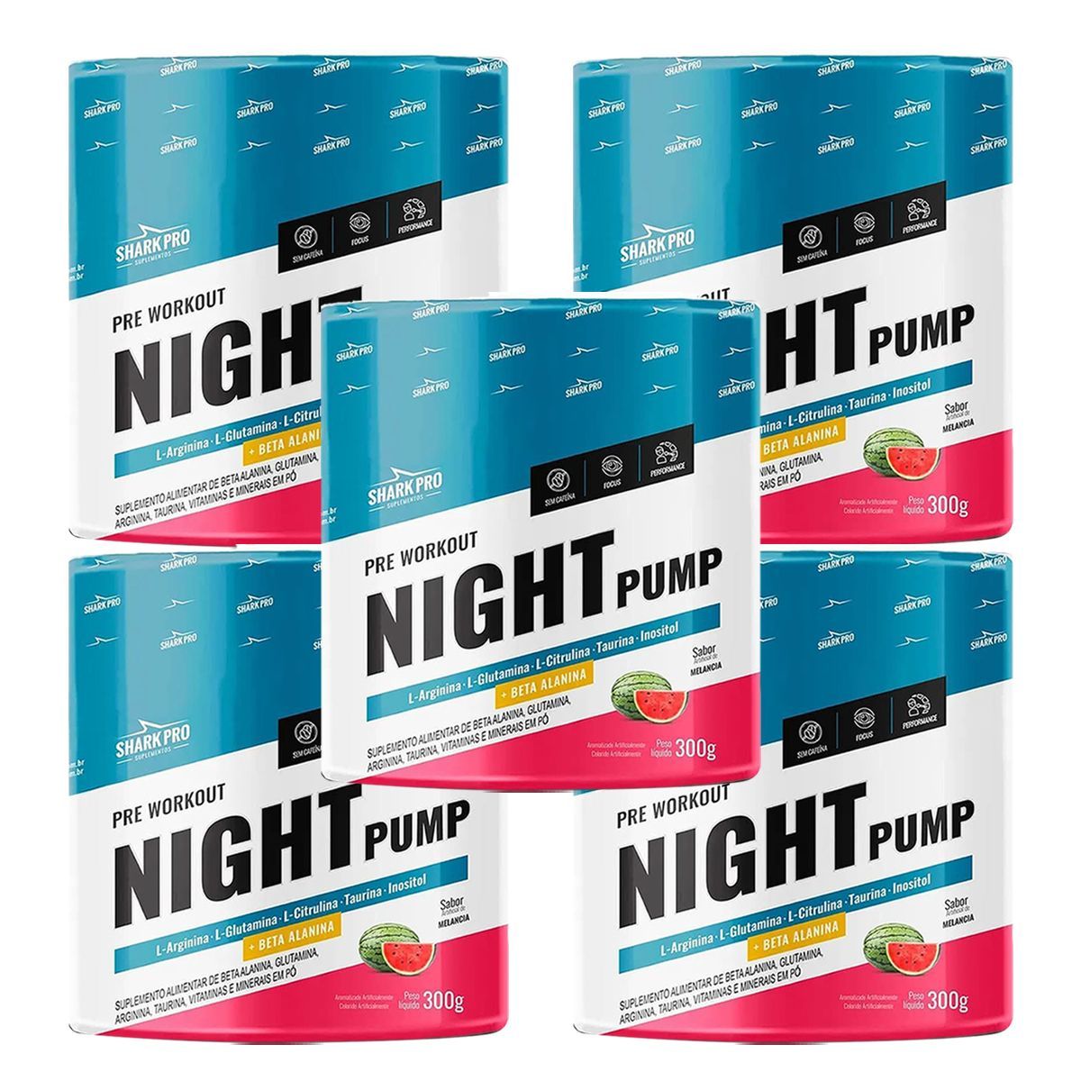 Kit 5X Night Pump - 300g Melancia - Shark Pro