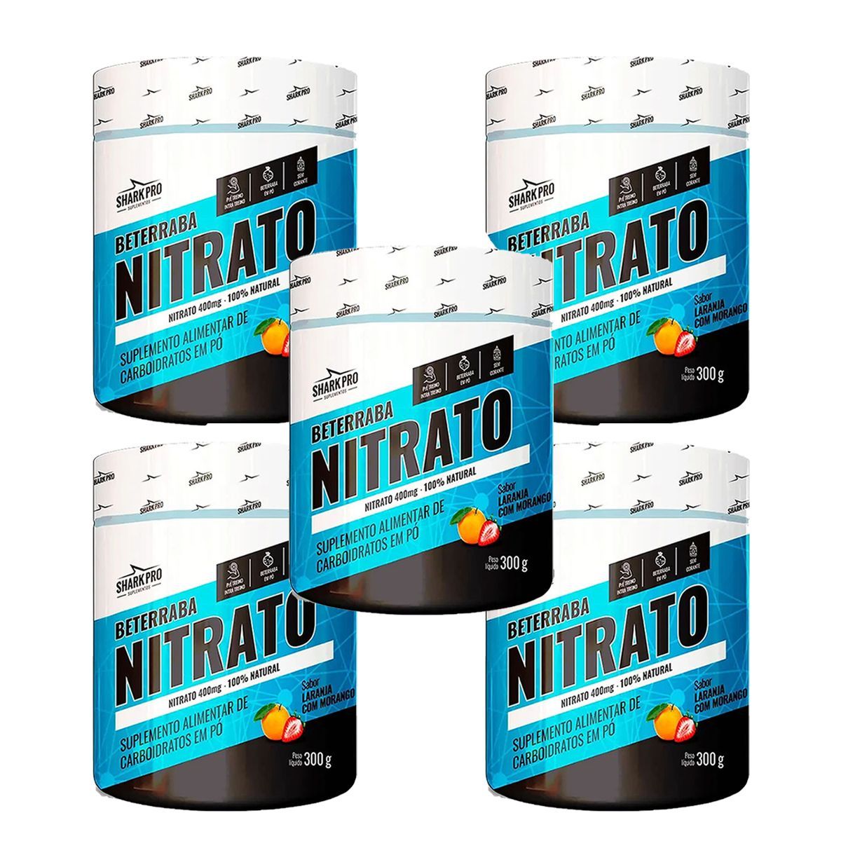 Kit 5X Nitrato - 300g Laranja com Morango - Shark Pro