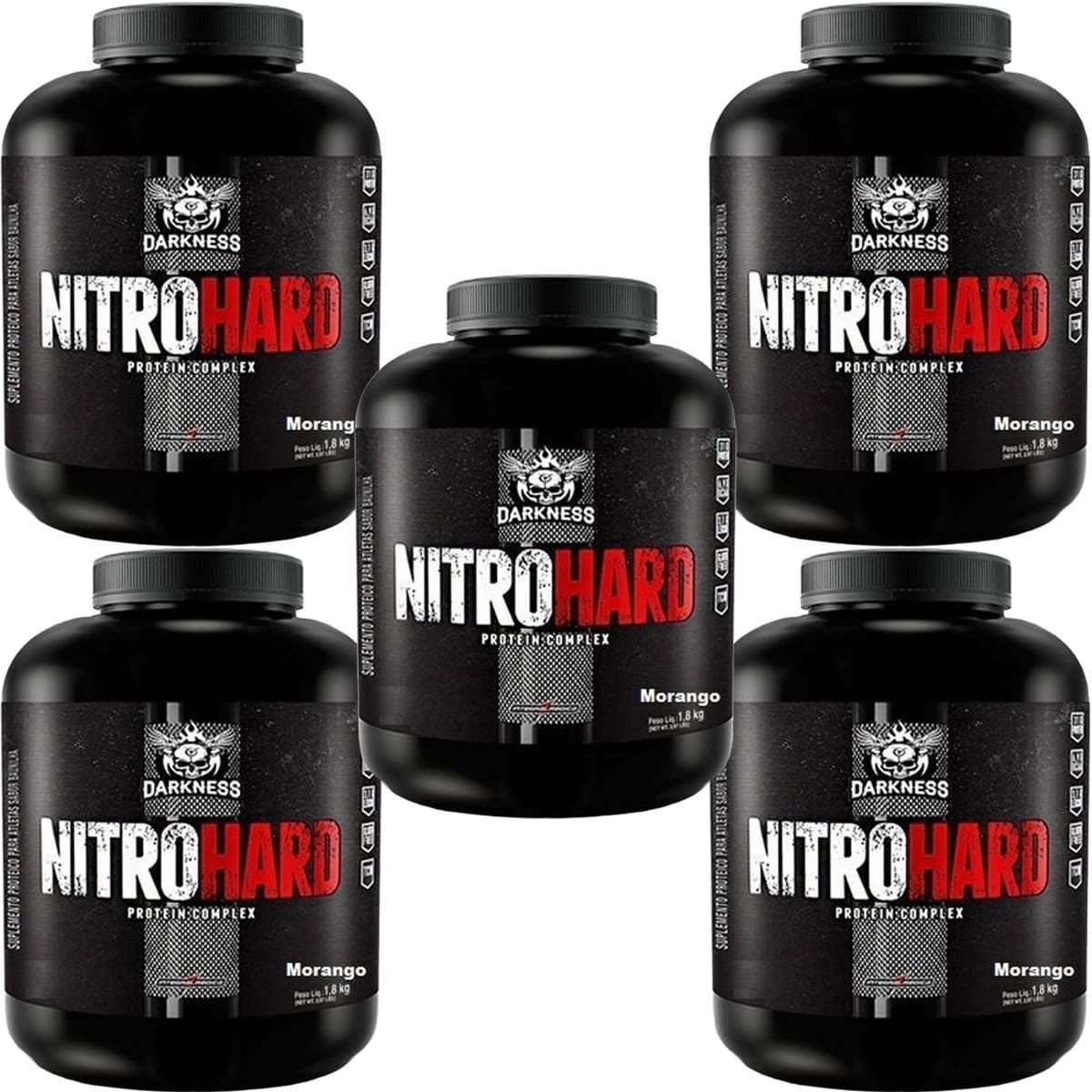 Kit 5X Nitro Hard Protein Complex - 1800g Morango - Integralm�dica