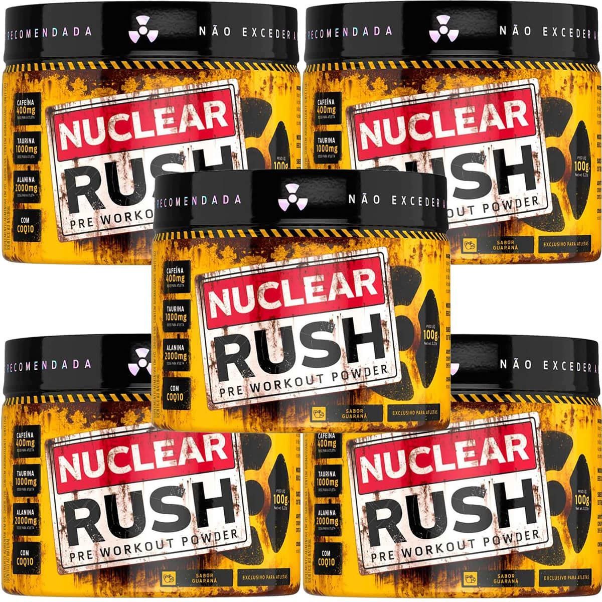 Kit 5X Nuclear Rush Pre Workut Powder - 100g Guaran� - BodyAction