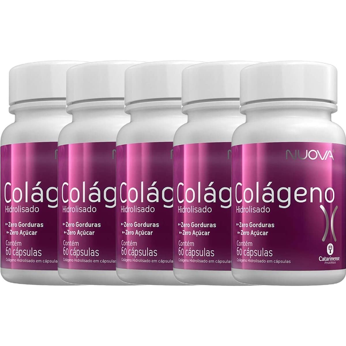 Kit 5X Nuova Col�geno Hidrolisado - 60 C�psulas - Catarinense Nutri��o