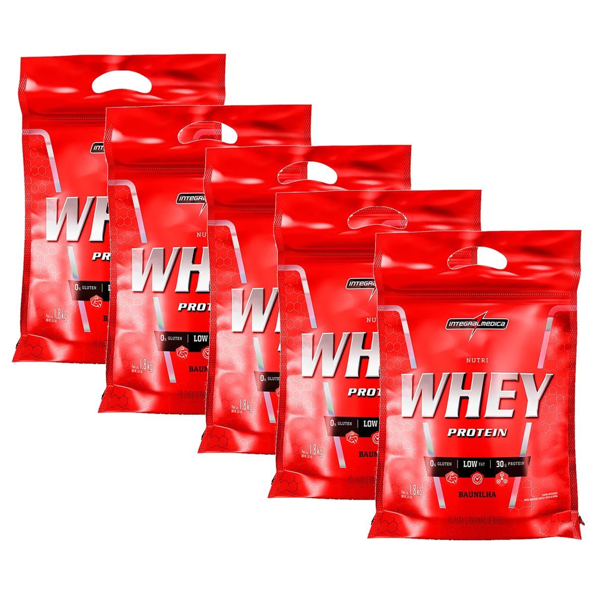 Kit 5X Nutri Whey Protein - 1800g Refil Baunilha - IntegralM�dica