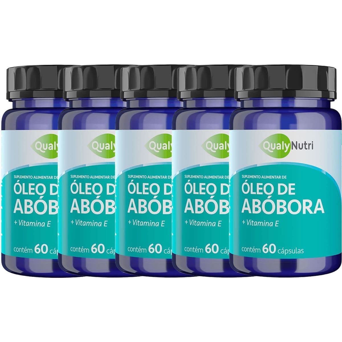 Kit 5X �leo de Ab�bora + Vitamina E - 60 C�psulas - QualyNutri